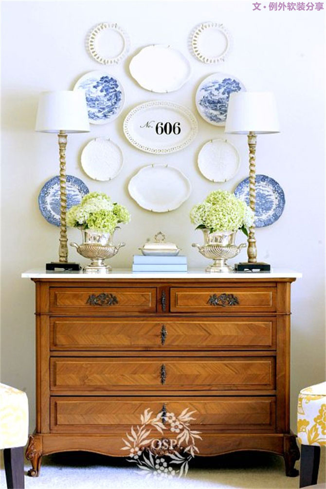 室內(nèi)軟裝設(shè)計瓷盤從飯桌跑到墻上啦！-別墅設(shè)計,軟裝設(shè)計,室內(nèi)設(shè)計,豪宅設(shè)計,深圳例外軟裝設(shè)計公司