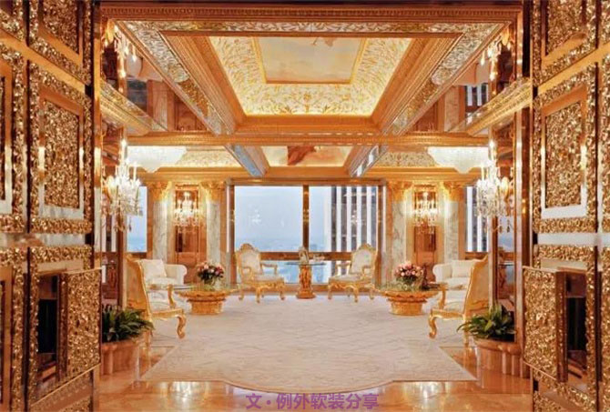 川普是土豪的美國(guó)總統(tǒng)？洛可可風(fēng)亮瞎你雙眼-別墅設(shè)計(jì),軟裝設(shè)計(jì),室內(nèi)設(shè)計(jì),豪宅設(shè)計(jì),深圳例外軟裝設(shè)計(jì)公司